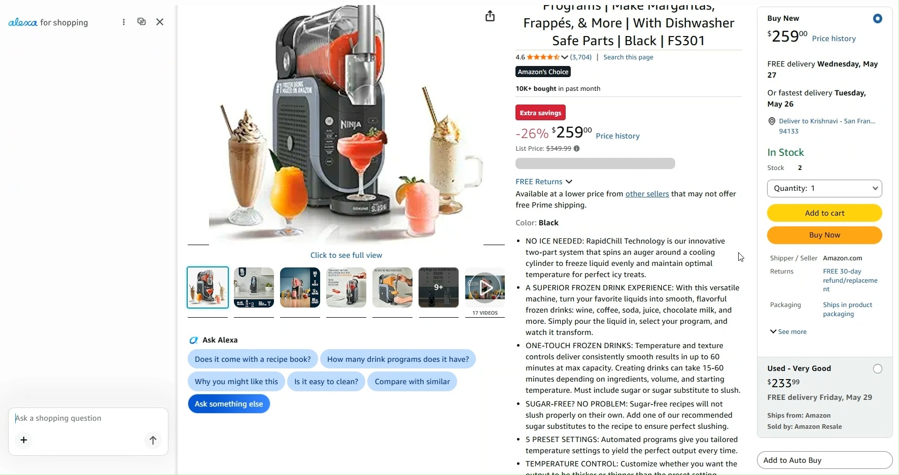 Amazon product page with Alexa for Shopping chat panel open